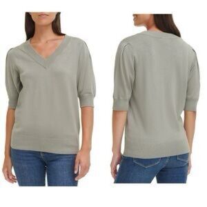 DKNY Ladies Puff Sleeve Sweater Size XL Sagebrush